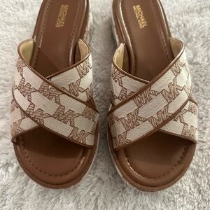 Michael Kors Tan and Cream Women's Sandals